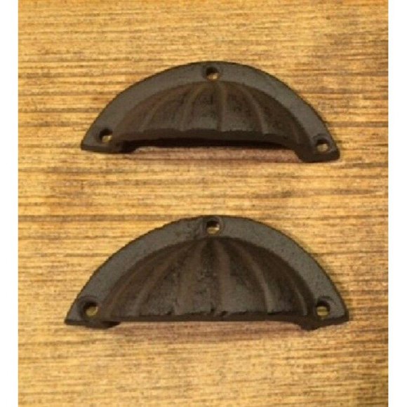 Six (6) Antique Cast Iron 4" wide Seashell Drawer Pulls Six (6) 0184-0034 - Picture 9 of 12